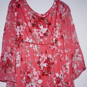 Salmon color floral blouse